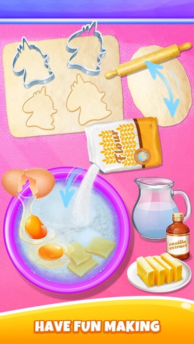 Emulate iPhone app Sweet Unicorn Rainbow Cookies using MyAndroid