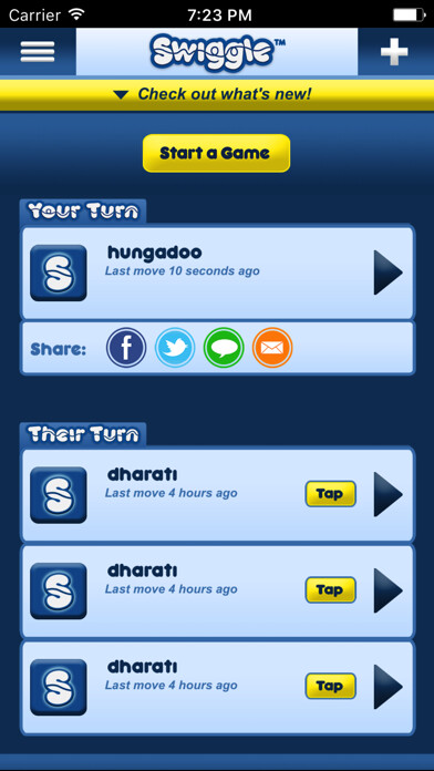 Emulate iPhone app Swiggle using MyAndroid