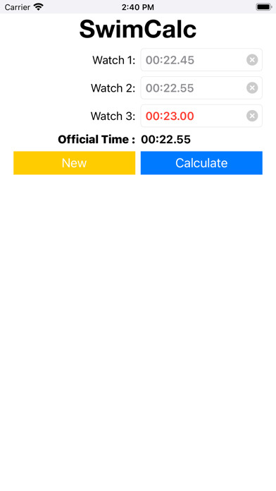 Emulate iPhone app SwimCalc using MyAndroid