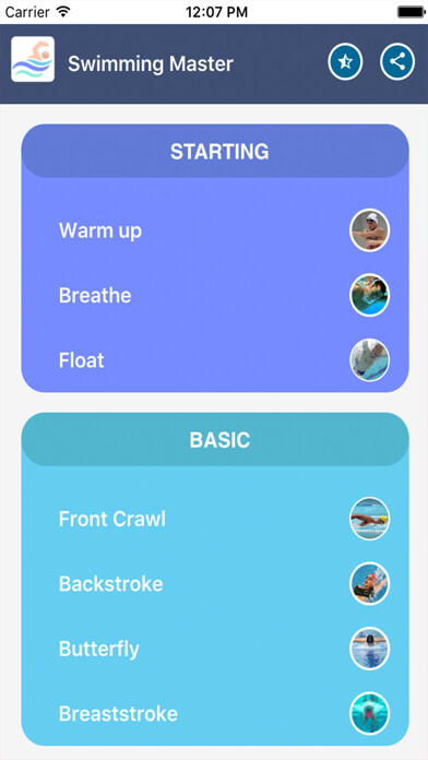 Emulate iPhone app Swimming Master using MyAndroid