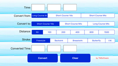 Emulate iPhone app Swimming Time Conversion Tool using MyAndroid