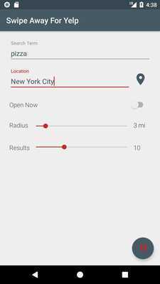 Emulate Android APK Swipe Away For Yelp