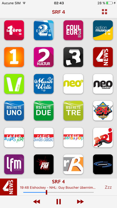 Emulate iPhone app Swiss Radio: Top Radios using MyAndroid