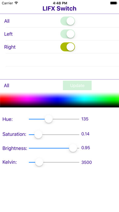 Emulate iPhone app Switch For LIFX using MyAndroid