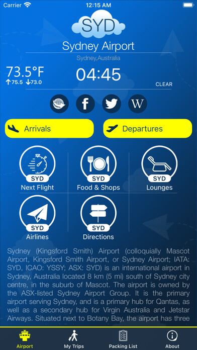 Emulate iPhone app Sydney Airport (SYD) + Radar using MyAndroid Emulate iPhone app Sydney Airport (SYD) + Radar using MyAndroid