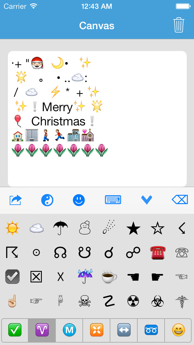 Emulate iPhone app Symbol Keyboard & Emoji - Emoticons Art Text, Unicode Icons Characters Symbols for Texting, MMS Messages & Any Chat App using MyAndroid Emulate iPhone app Symbol Keyboard & Emoji - Emoticons Art Text, Unicode Icons Characters Symbols for Texting, MMS Messages & Any Chat App using MyAndroid