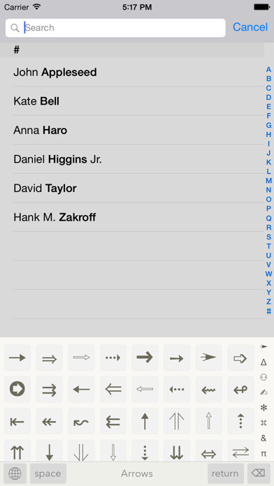 Emulate iPhone app Symbols - unicode keyboard using MyAndroid