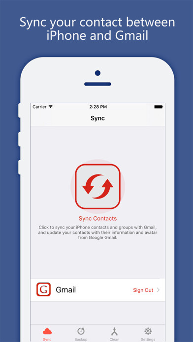 Emulate iPhone app Sync your Contacts for Google using MyAndroid