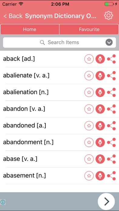 Emulate iPhone app Synonym Dictionary Definitions Terms using MyAndroid