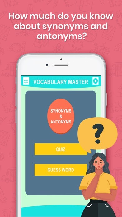 Emulate iPhone app Synonyms & Antonyms Word Quiz using MyAndroid