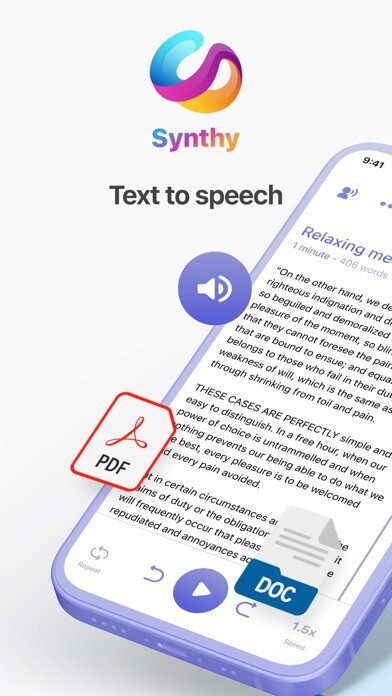 Emulate iPhone app Synthy - Read Text Aloud Me using MyAndroid