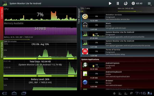 Emulate Android APK System Monitor Lite 4 Android