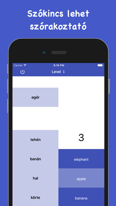 Emulate iPhone app Szavak szavak - angol, német using MyAndroid