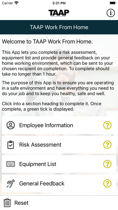 Emulate iPhone app TAAP Work From Home using MyAndroid