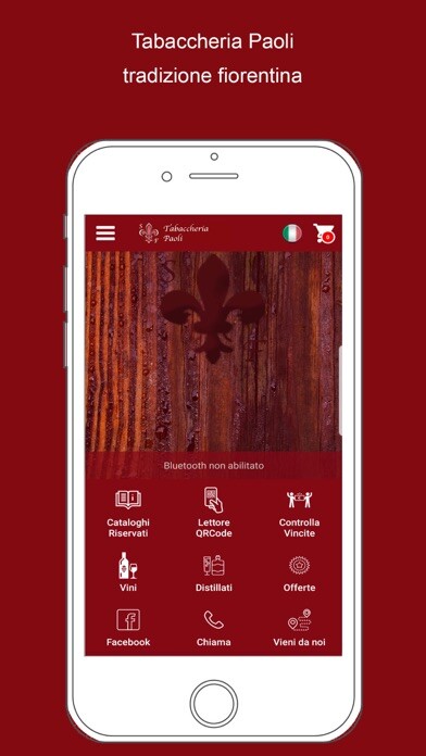 Emulate iPhone app Tabaccheria Paoli using MyAndroid