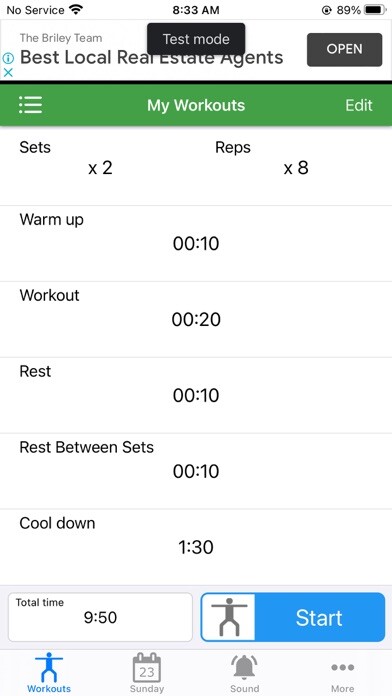 Emulate iPhone app Tabata Timer for HIIT using MyAndroid