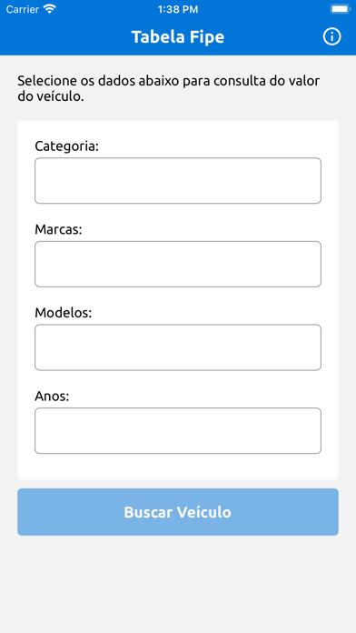 Emulate iPhone app Tabela Fipe Fácil using MyAndroid