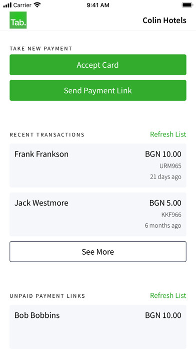 Emulate iPhone app Tab for Business (2021) using MyAndroid