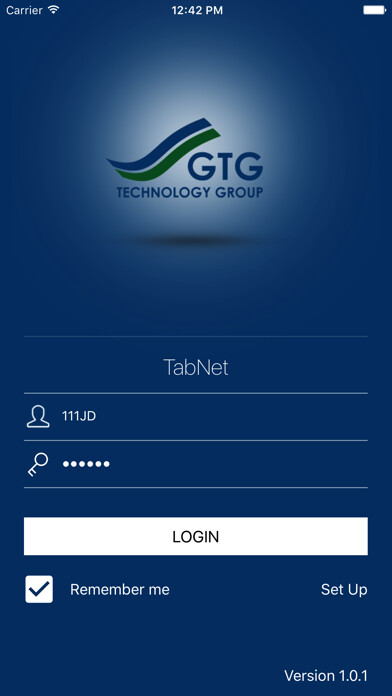 Emulate iPhone app TabNet by GTG Technology Group using MyAndroid