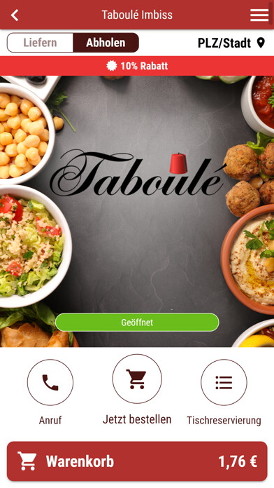 Emulate iPhone app Taboulé Imbiss using MyAndroid
