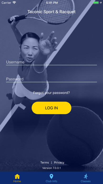 Emulate iPhone app Taconic Sport & Racquet using MyAndroid
