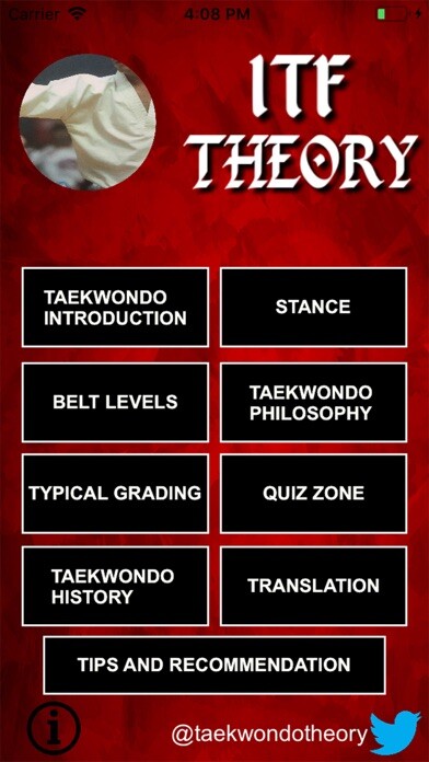 Emulate iPhone app Taekwondo ITF Learn The Theory using MyAndroid