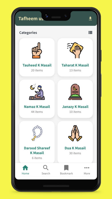 Emulate iPhone app Tafheem us Sunnah using MyAndroid