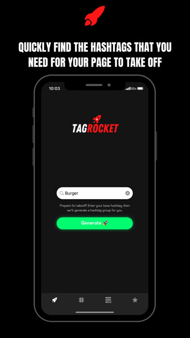 Emulate iPhone app TagRocket - Hashtag Generator using MyAndroid Emulate iPhone app TagRocket - Hashtag Generator using MyAndroid