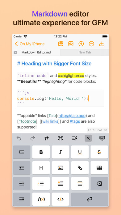 Emulate iPhone app Taio - Markdown & Text Actions using MyAndroid