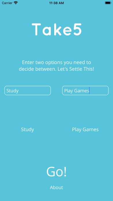 Emulate iPhone app Take5 - Decisions Assistance using MyAndroid