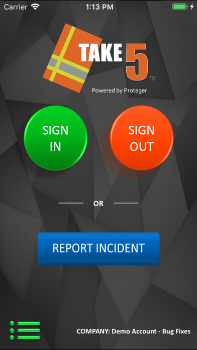 Emulate iPhone app Take5 Health and Safety using MyAndroid