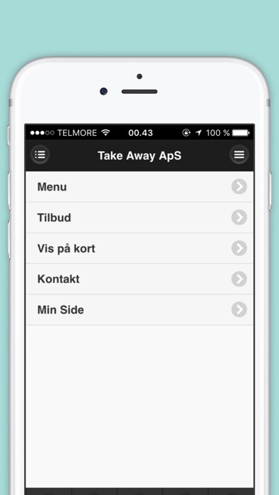 Emulate iPhone app Take Away Odense using MyAndroid