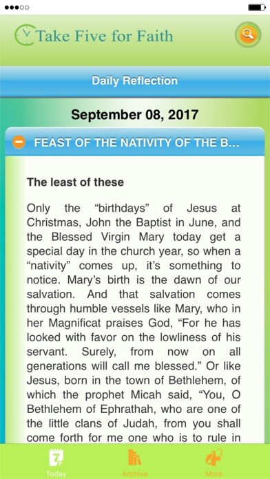 Emulate iPhone app Take Five for Faith using MyAndroid