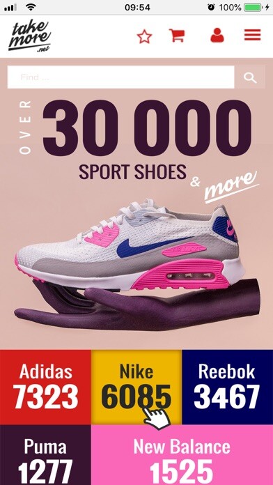 Emulate iPhone app Takemore - sports shoes store using MyAndroid Emulate iPhone app Takemore - sports shoes store using MyAndroid