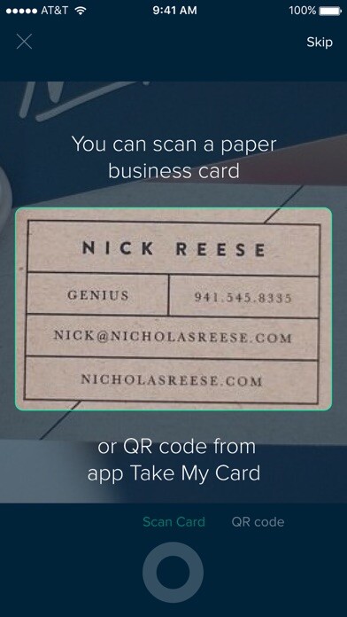 Emulate iPhone app TakeMyCard Scan Business Cards using MyAndroid