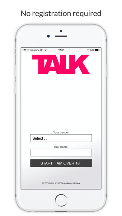 Emulate iPhone app TALK Free Anonymous Chat Rooms using MyAndroid