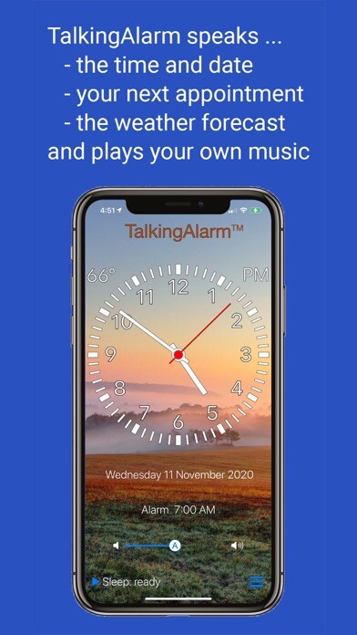 Emulate iPhone app TalkingAlarm - alarm clock using MyAndroid