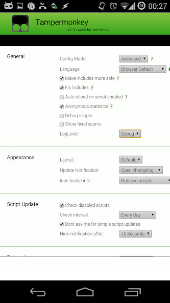 Run android online APK Tampermonkey Dolphin from MyAndroid or emulate Tampermonkey Dolphin using MyAndroid