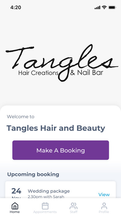 Emulate iPhone app Tangles Hair and Beauty using MyAndroid