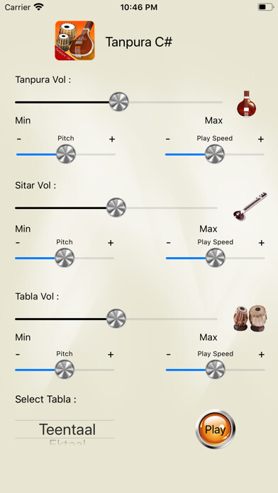 Emulate iPhone app Tanpura C# using MyAndroid