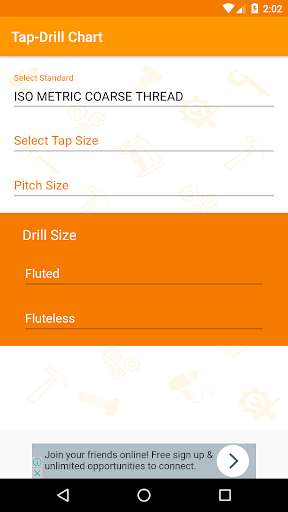 Emulate Android APK Tap-Drill Chart Emulate Android APK Tap-Drill Chart