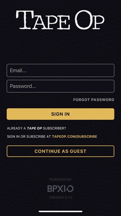 Emulate iPhone app Tape Op Magazine using MyAndroid