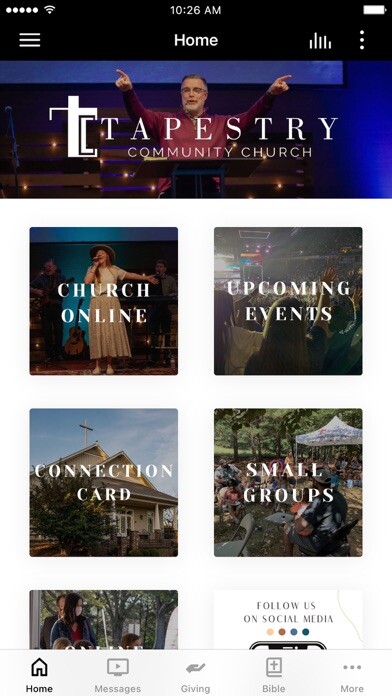 Emulate iPhone app Tapestry Community Church using MyAndroid