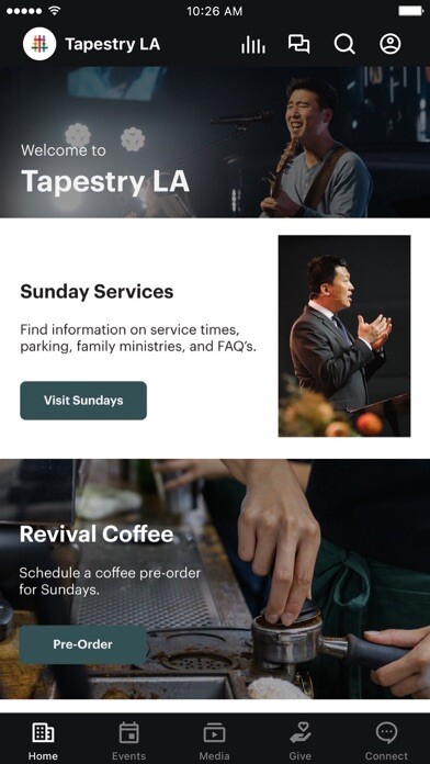 Emulate iPhone app Tapestry LA Church using MyAndroid