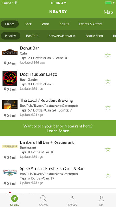 Emulate iPhone app TapHunter - Find Beverages using MyAndroid