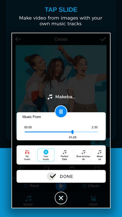 Emulate iPhone app Tap to Slide Photo Video Maker using MyAndroid
