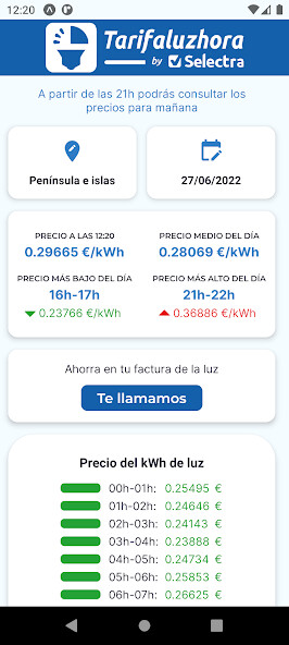 Run android online APK Tarifa Luz Hora from MyAndroid or emulate Tarifa Luz Hora using MyAndroid
