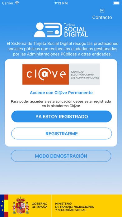 Emulate iPhone app Tarjeta Social Digital using MyAndroid