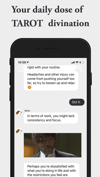 Emulate iPhone app Tarot Chatbot - Dear Bella using MyAndroid Emulate iPhone app Tarot Chatbot - Dear Bella using MyAndroid