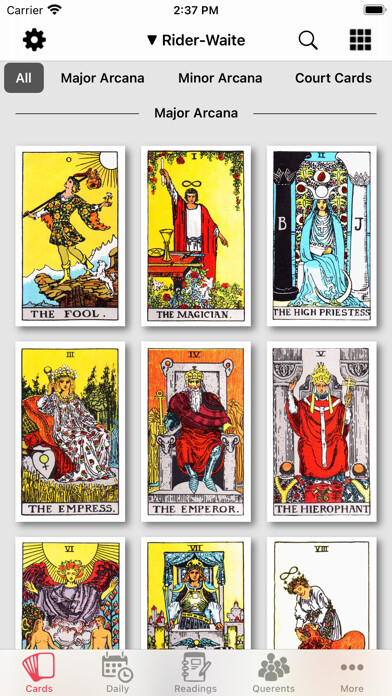 Emulate iPhone app Tarot Journal using MyAndroid
